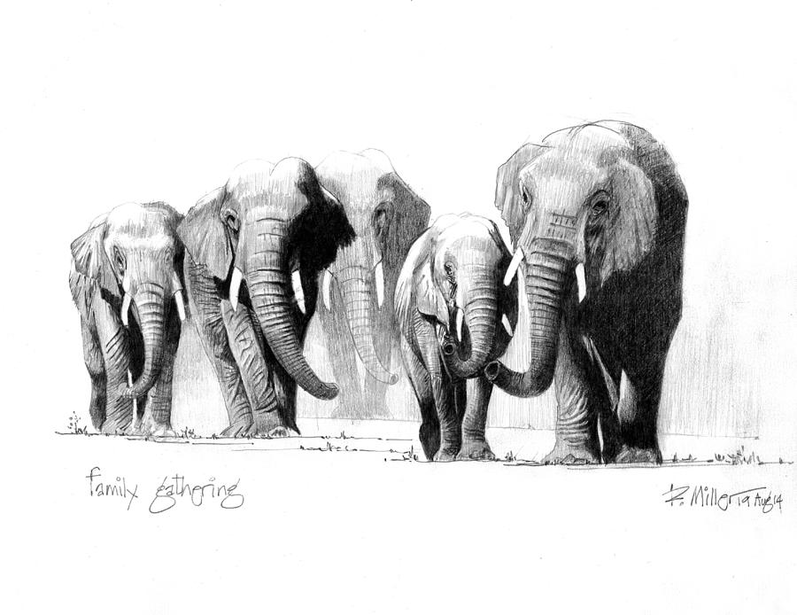  Family Gathering Drawing by Robert Miller