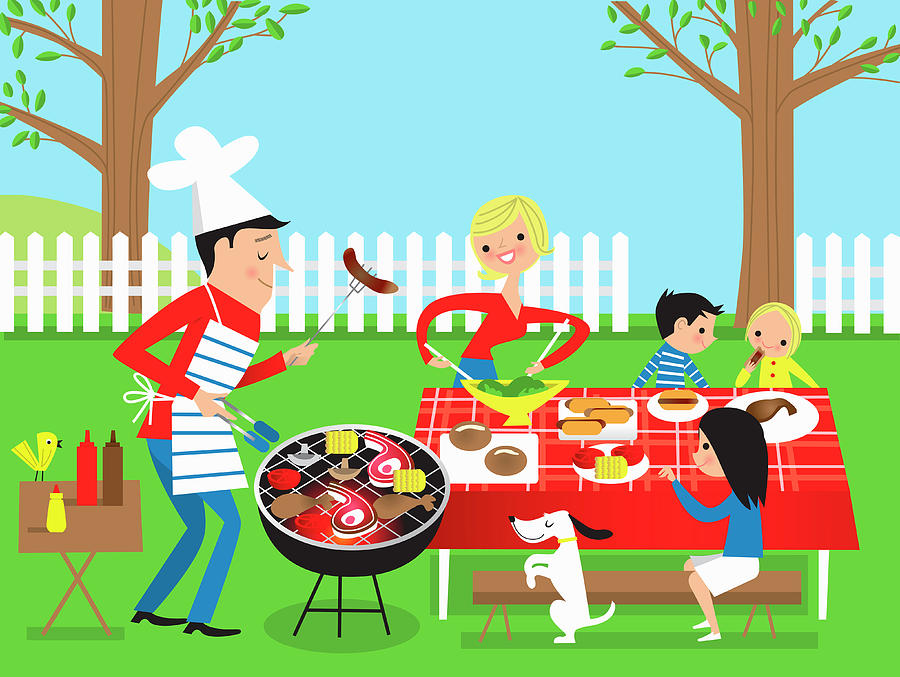 Family Having Barbecue In Garden Photograph by Ikon Ikon Images