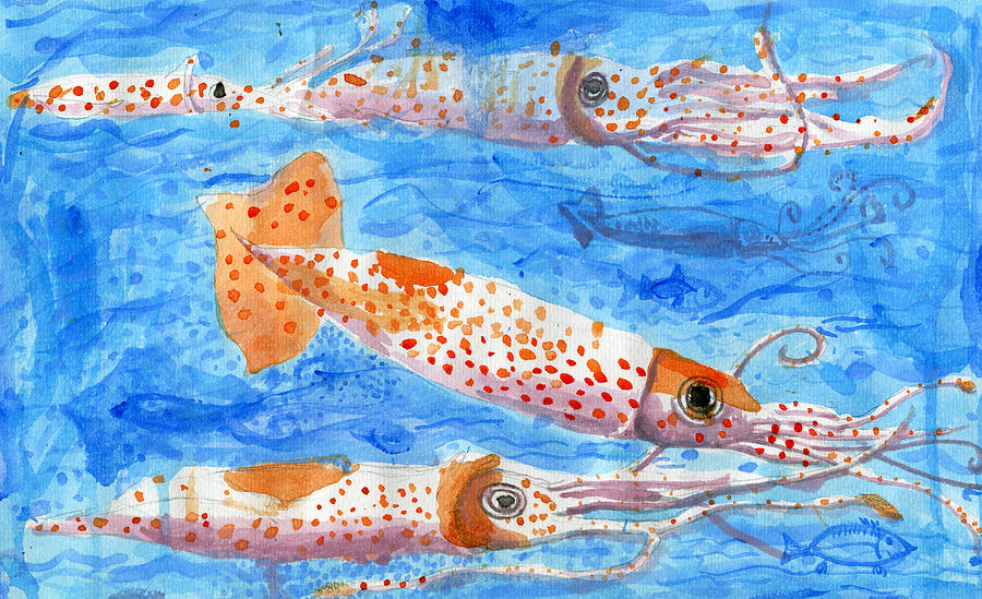 Squid Painting - Family in the Deep Sea by Ashley Yu Ji 3rd grade by California Coastal Commission