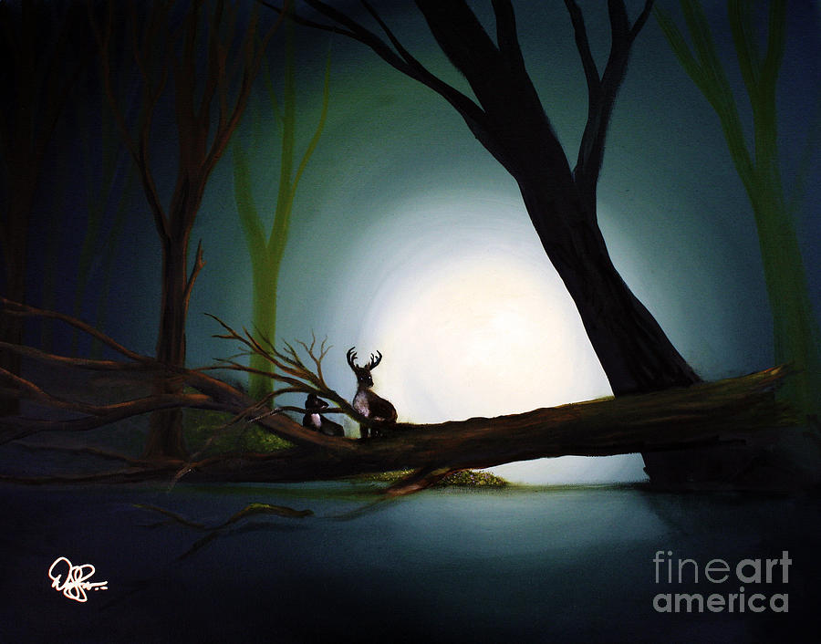 Deer Painting - Family in the Forest by David Kacey