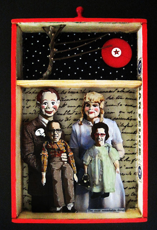 FAMILY mixed media collage original art Painting by Linda Apple