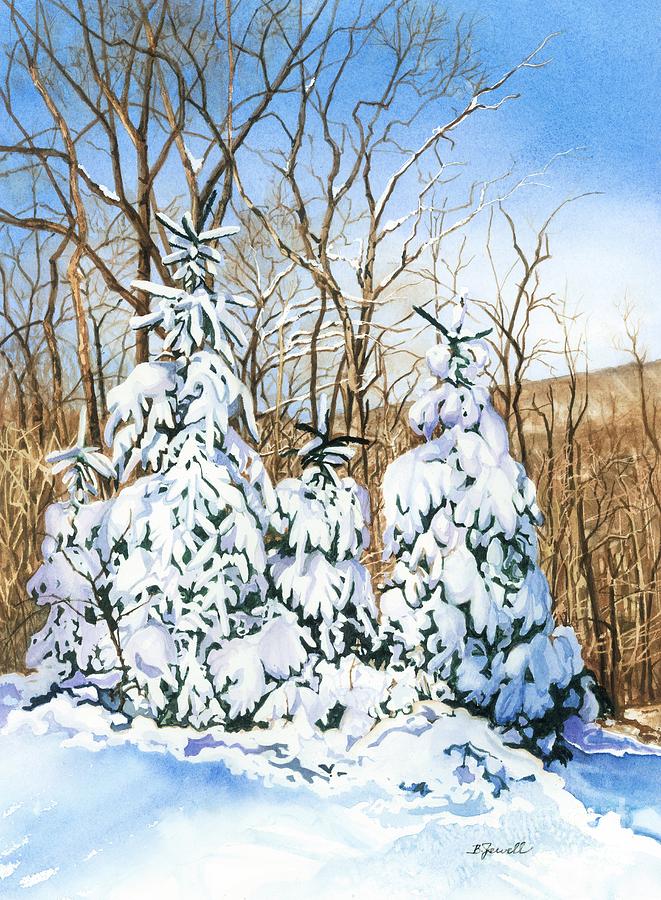 Watercolor Trees Painting - Family of Four Trailside at 7 Springs by Barbara Jewell