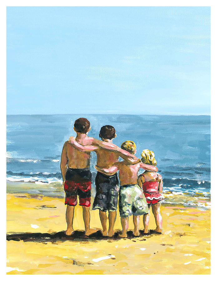 Family on Beach Painting by Robin Pelton - Pixels