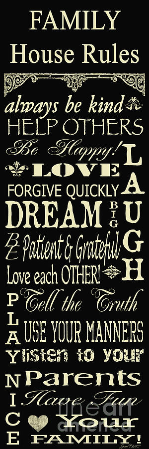 Typography Digital Art - Family Rules-A by Jean Plout