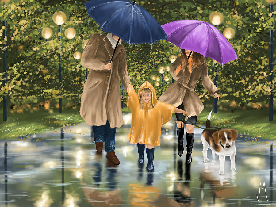 Umbrella Painting - Family by Veronica Minozzi
