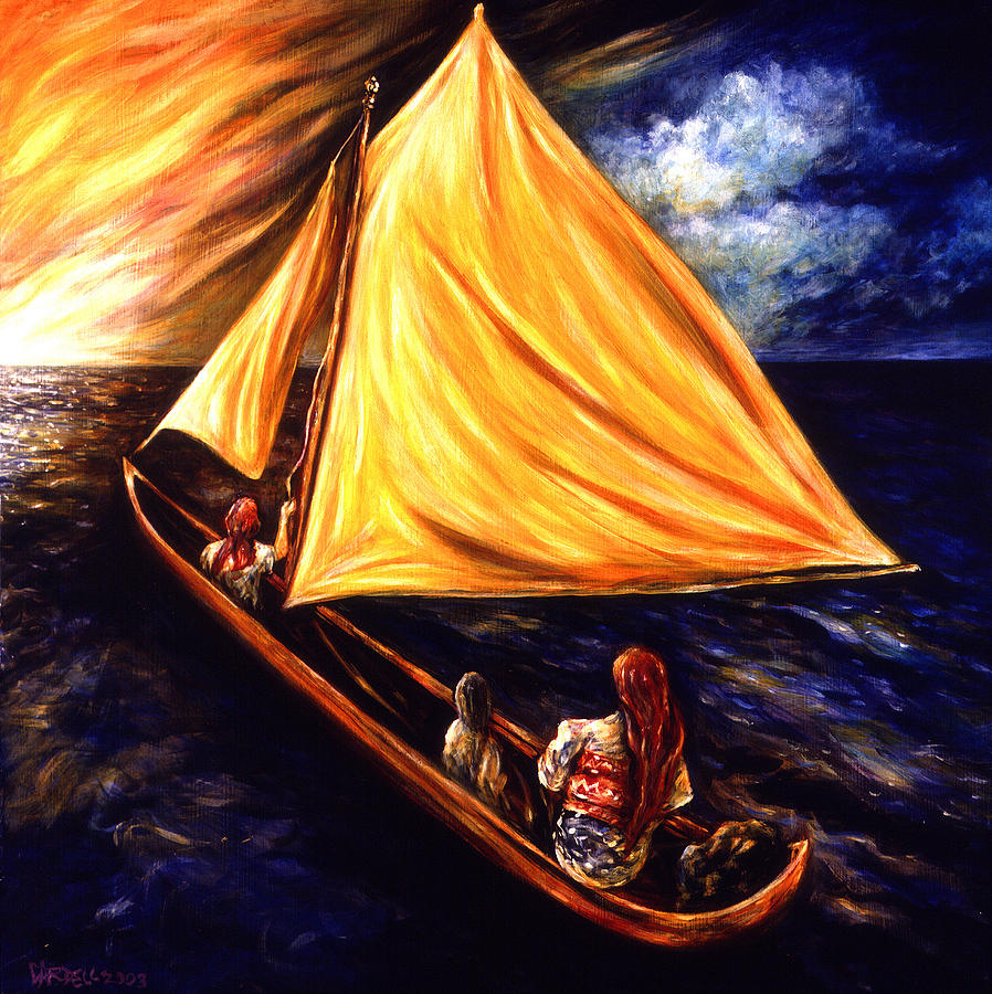 Sunset Painting - Family voyage by Cardell Walker