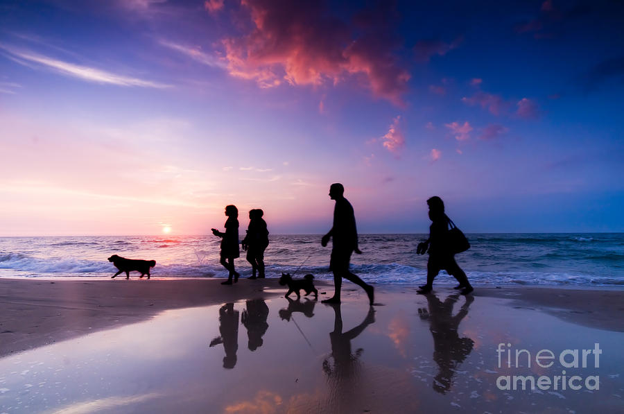 Sunset Photograph - Family walk by Michal Bednarek
