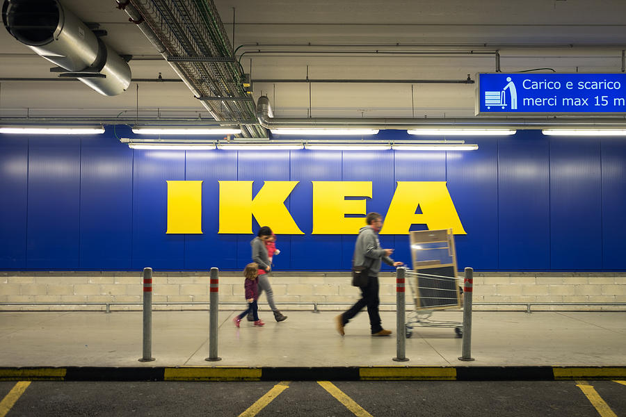 Family Walking At Ikea Store After Shopping Photograph by Boschettophotography