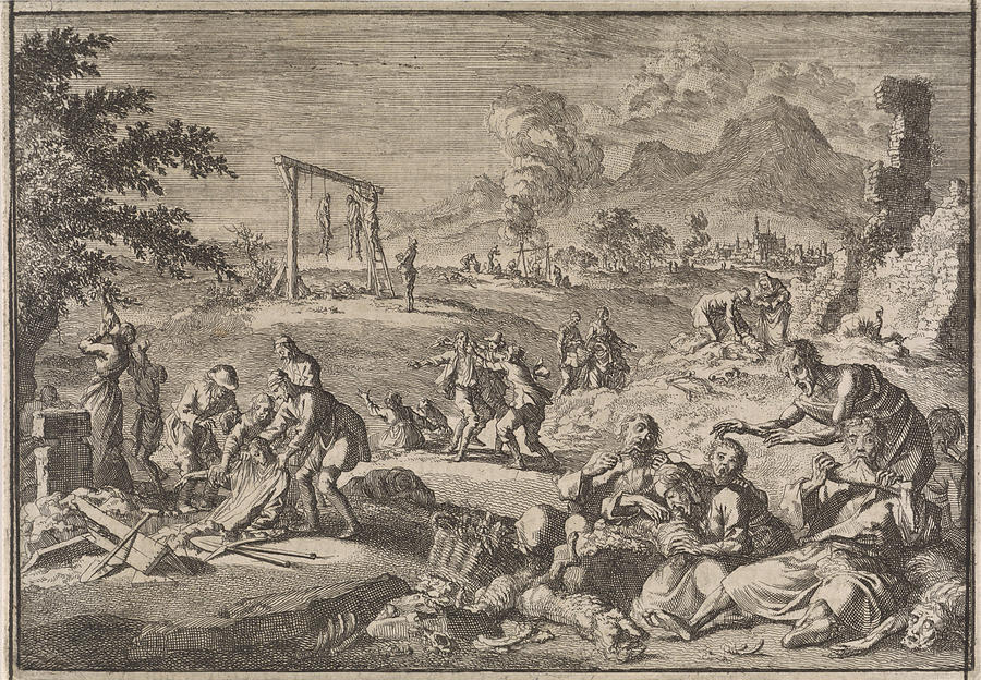 Famine In Germany, 1637, Johann David Zunnern Drawing by Johann David
