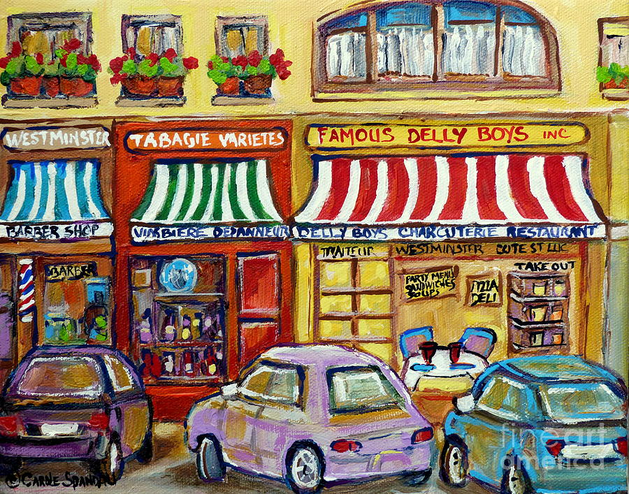Famous Delly Boys Deli Montreal Stores Paintings Carole Spandau Painting by Carole Spandau