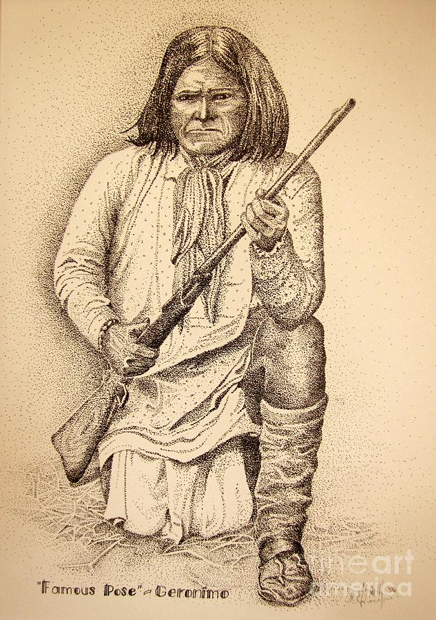 Famous Pose - Geronimo Drawing by Marilyn Smith