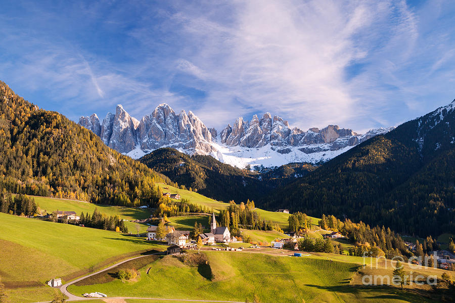 Mountain Photograph - Famous view St Magdalena with Odle mountains in the Dolomites Italy by Matteo Colombo