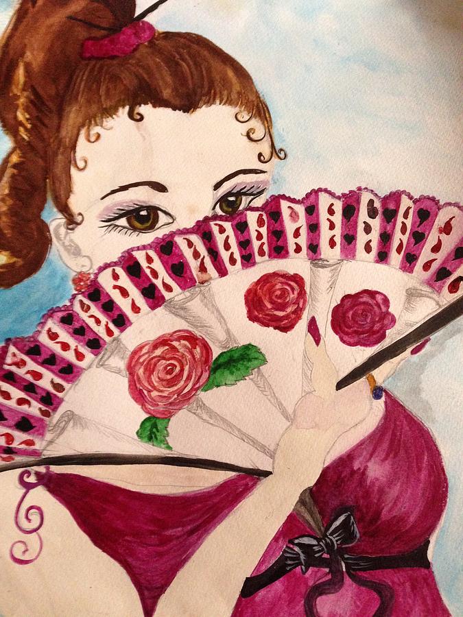 Fan Flirt Painting by  Lady  Ann