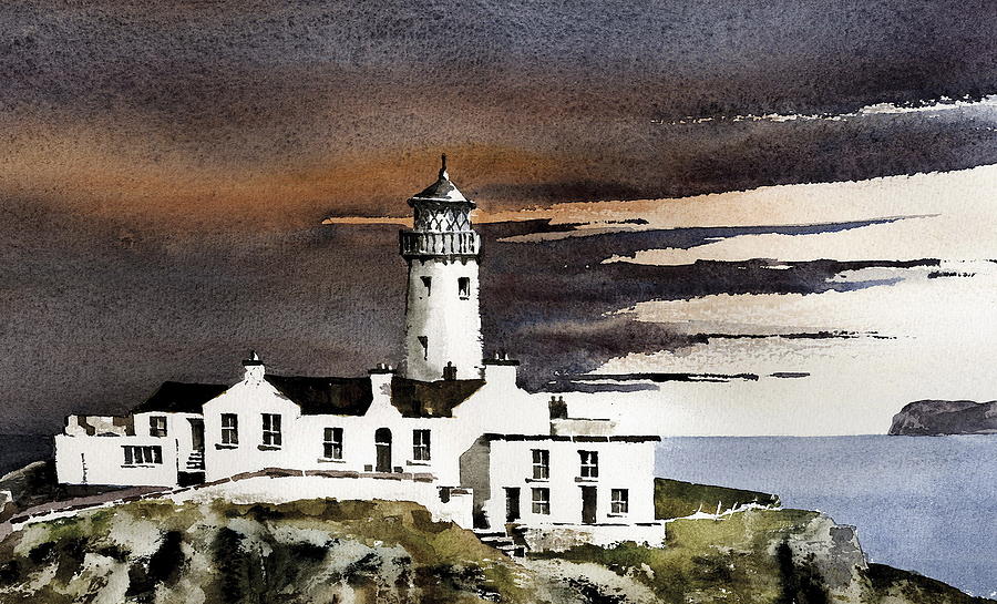 Fanad Lighthouse  Donegal Painting by Val Byrne