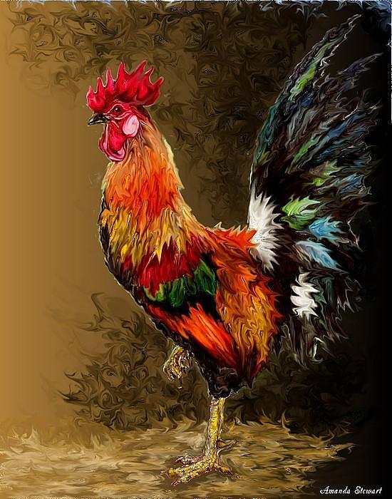 Rooster Painting - Fancy Flair Rooster by Amanda Hukill
