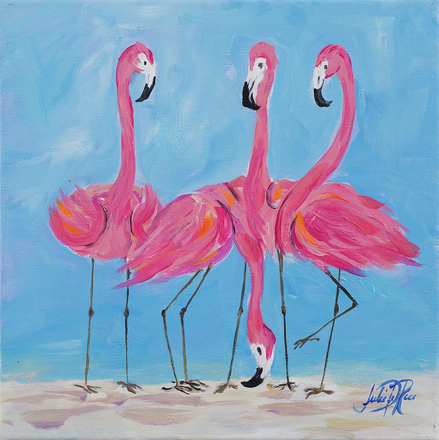 Fancy Flamingos II Digital Art by Julie Derice