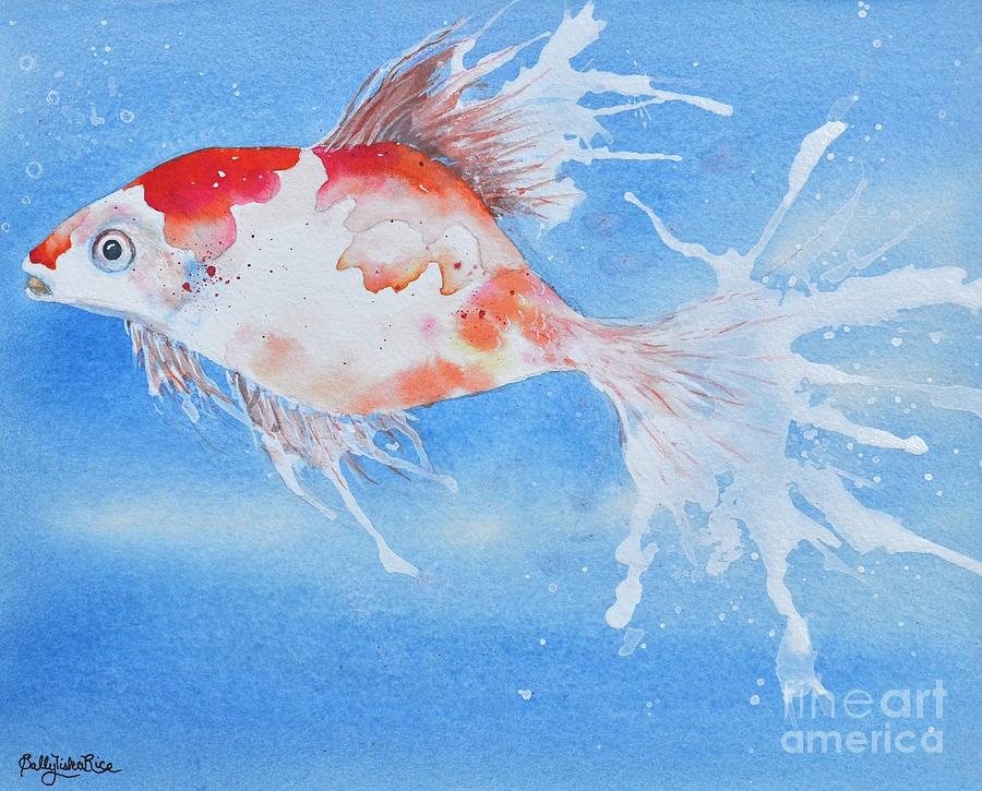 Fancy Gold Fish Painting by Sally Tiska Rice