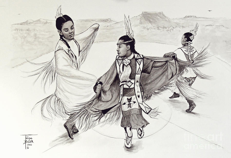 Native Painting - Fancy Shawl Dance by Art By - Ti   Tolpo Bader