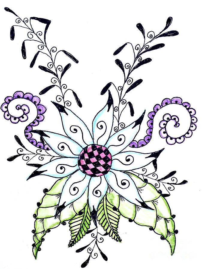 Fantasy Drawing - Fandasy Flower 9 by Sandy Rosen
