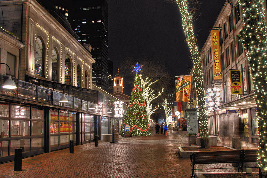 Christmas Photograph - Faneuil Hall Holiday Lights by Joann Vitali