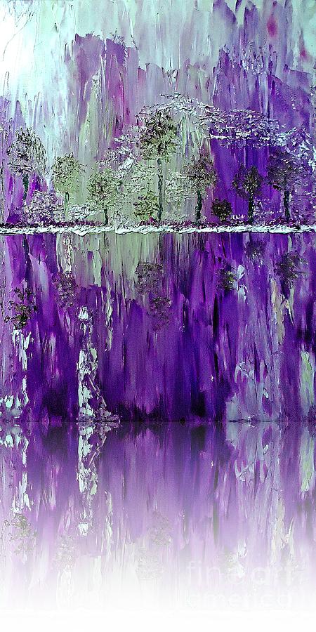Fantasy Forest Reflected in Purple Painting by Saundra Myles