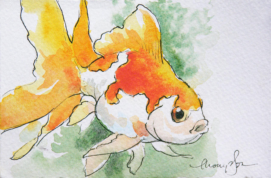 Goldfish Painting - Fantail Goldfish 2 by Tracie Thompson