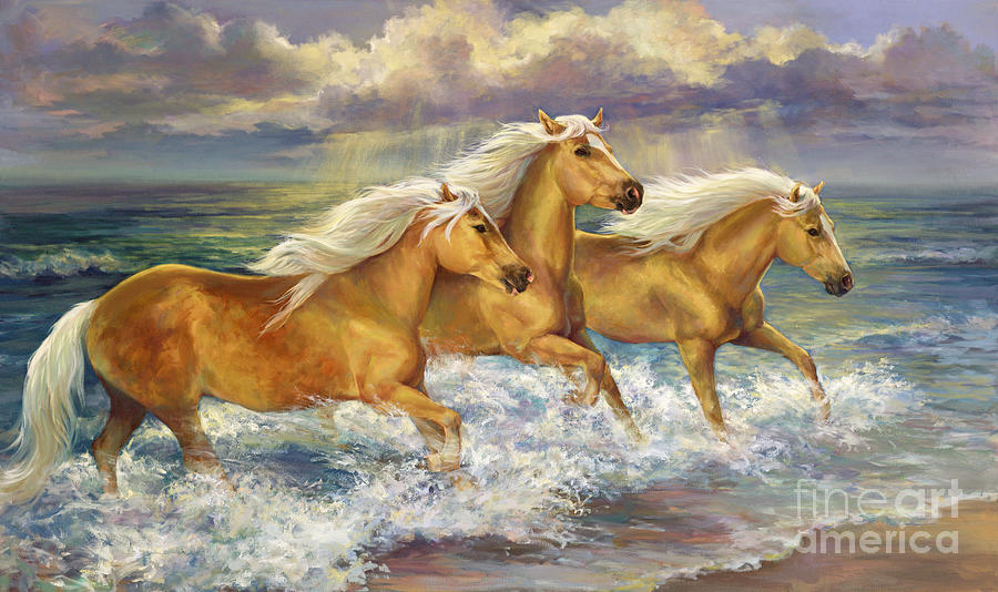 Horse Painting - Fantasea Ponies by Laurie Snow Hein