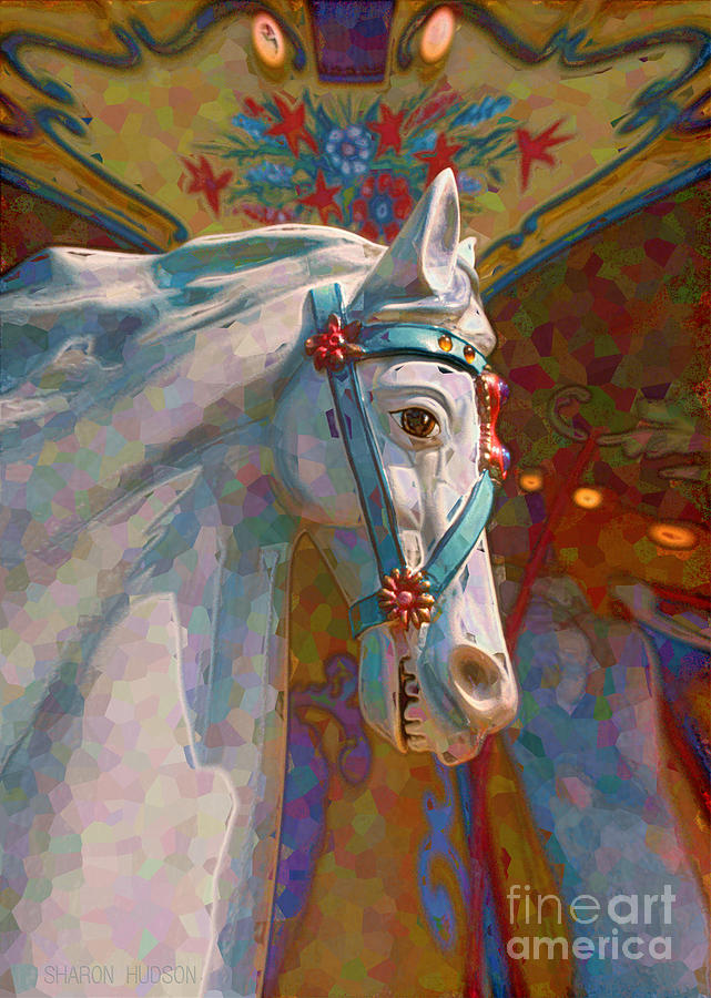 fantasy carousel horse - Carousel Lights Photograph by Sharon Hudson