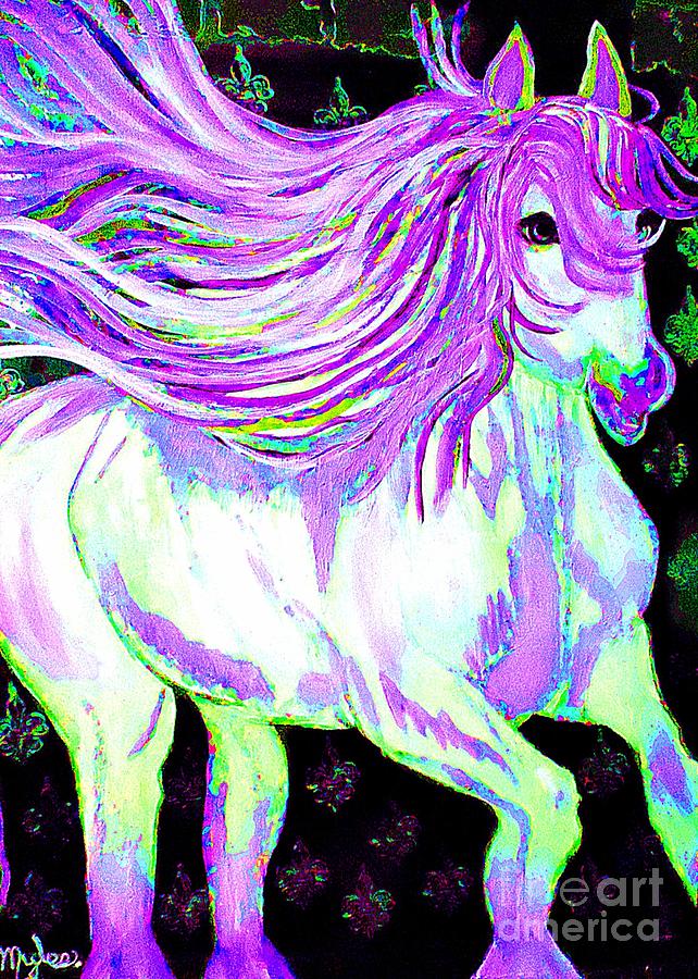 Fantasy Dream Horse Purple 1 Painting by Saundra Myles
