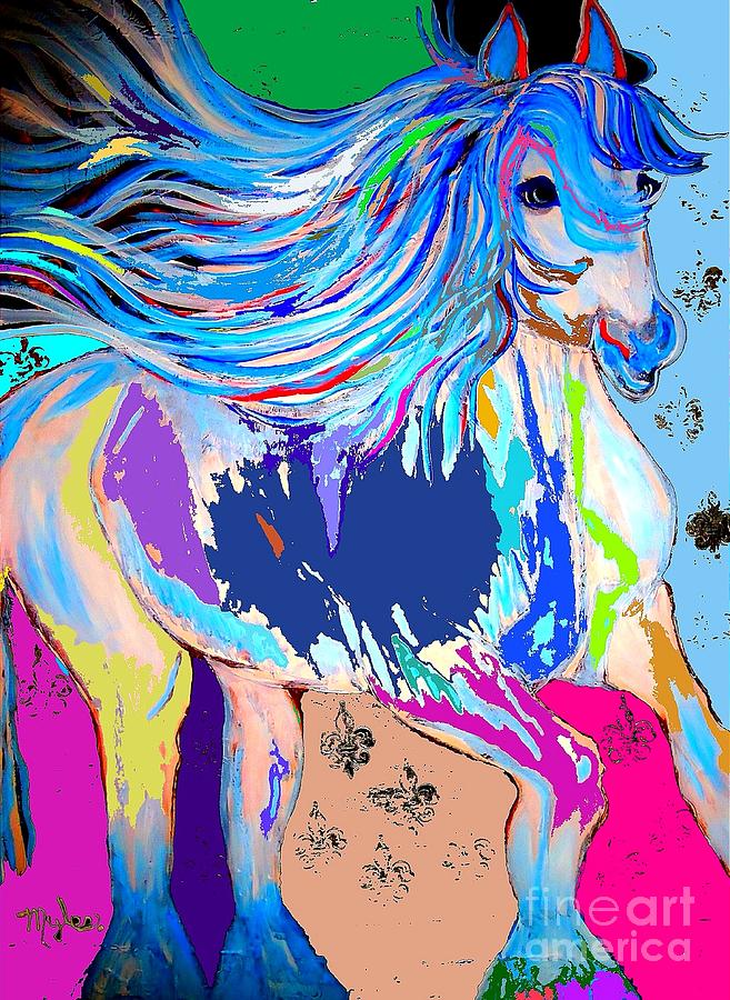 Abstract Painting - Fantasy Horse Bold Colors 1 Abstract by Saundra Myles