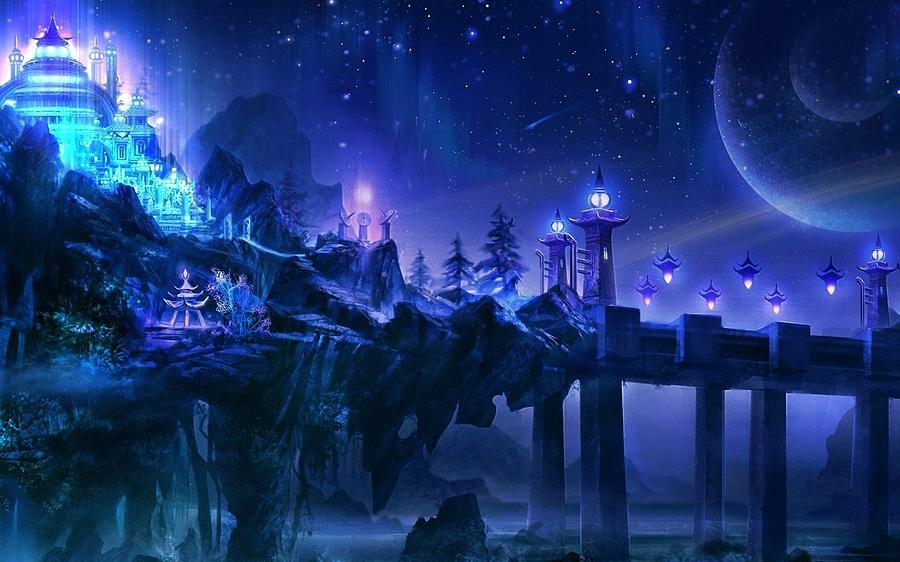 Fantasy Painting - Fantasy Light Castles by Hao Chen