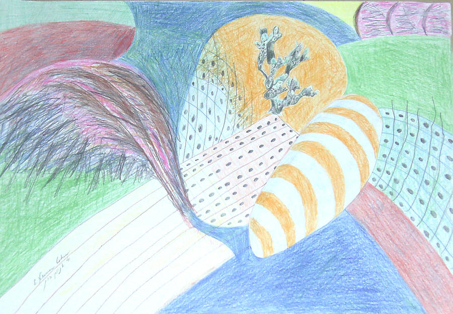 Fantasy of Egg and Cactus Drawing by Esther Newman-Cohen