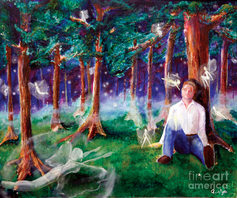 Fairy Painting - Fantasy of Sleep by Angela Maria Bingham