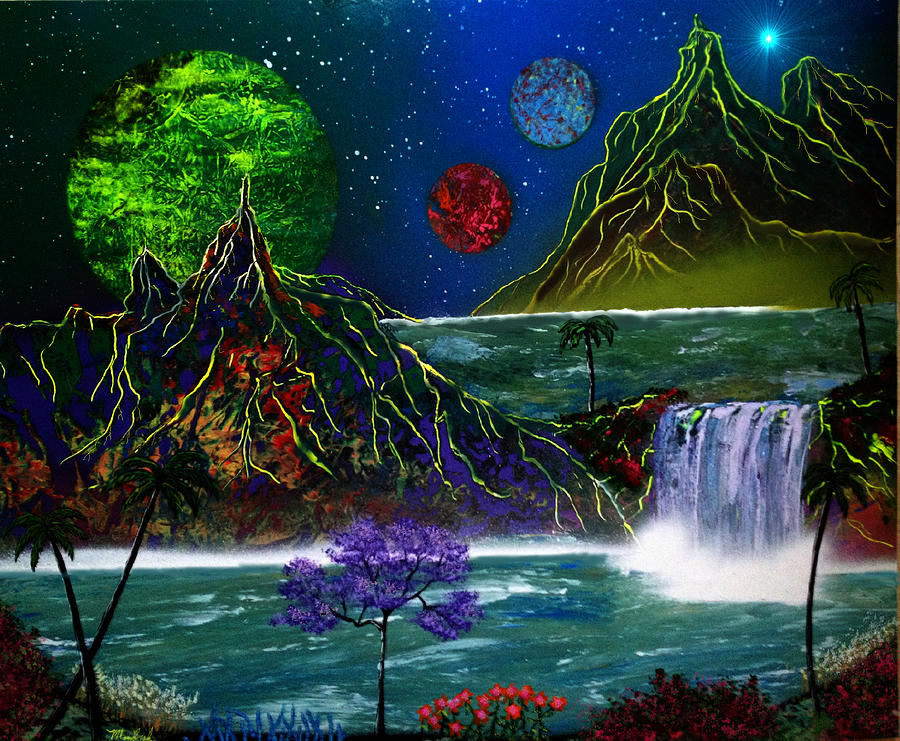 Fantasy Planets Painting by Michael Rucker