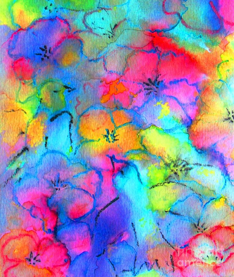 Fantasy Flowers Painting - Fantasy Rainbow Colors by Hazel Holland
