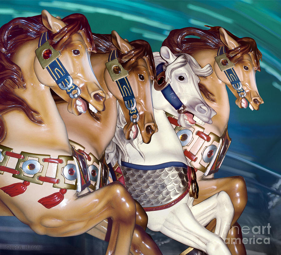 carousel horse art photography - Almost A Team Photograph by Sharon Hudson