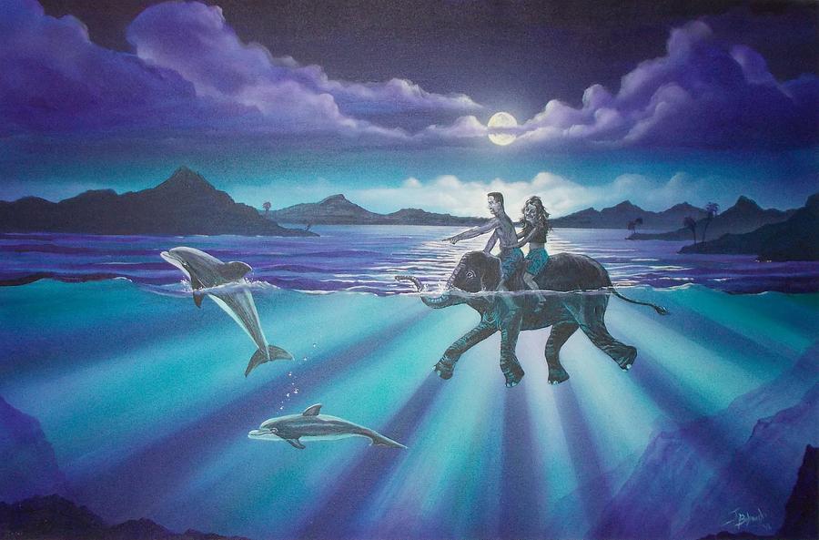 Fantasy Swim Painting by Jerry Bokowski