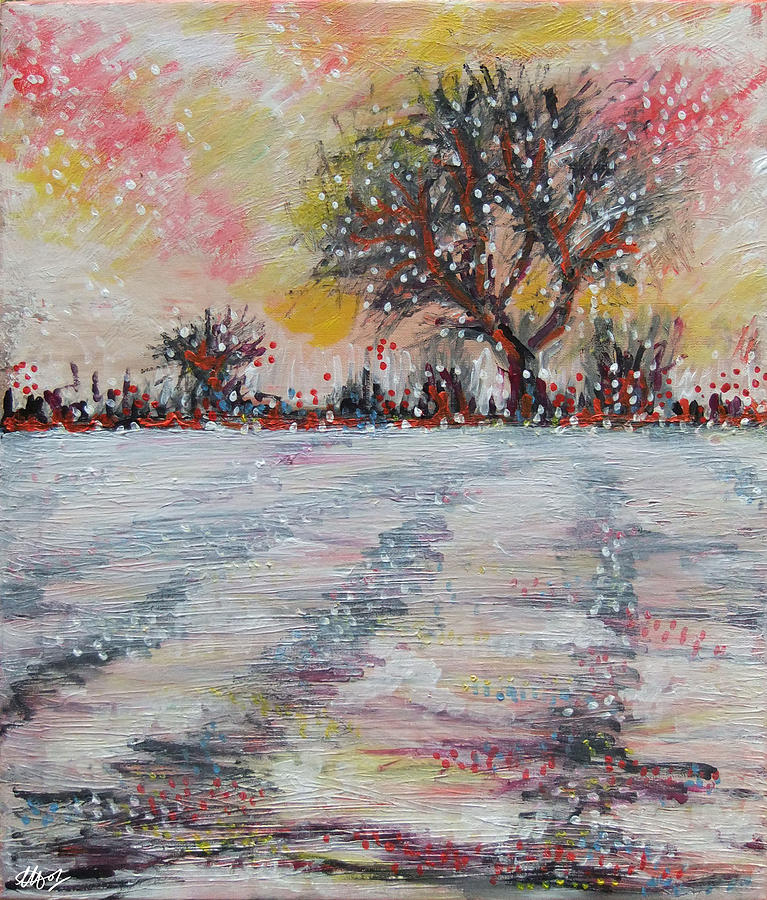 Far Away Tree Painting by Laura Hol Art