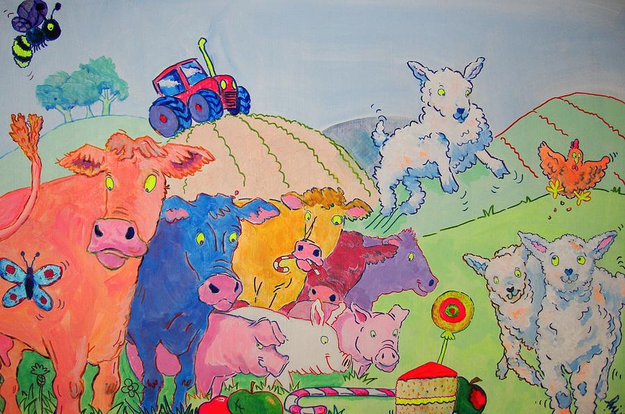 Farm Animals Cartoon Painting