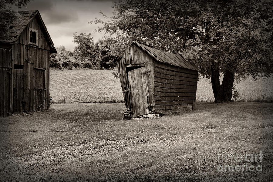 Farm - Barn -Chicken Coup - black and white Photograph by Paul Ward