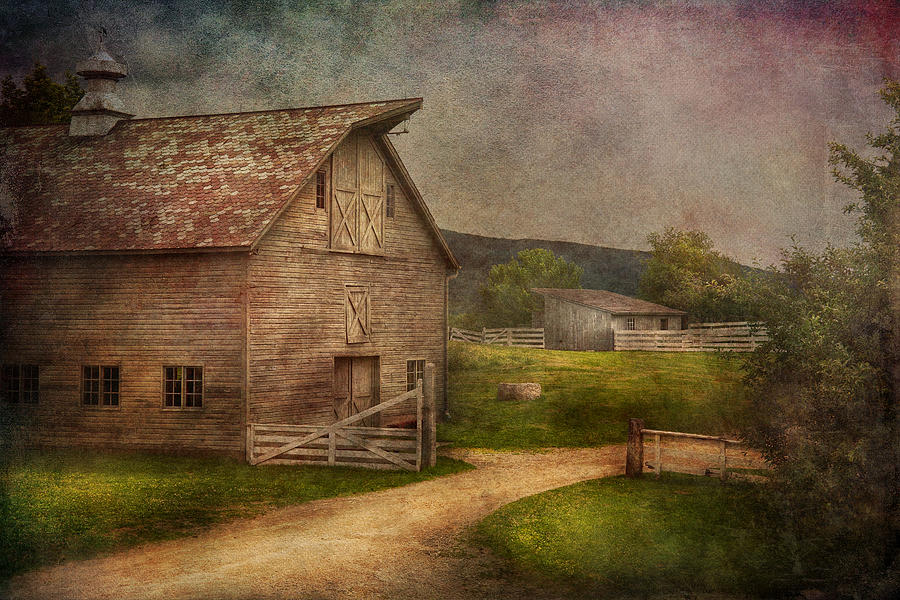 Vintage Photograph - Farm - Barn - The old gray barn  by Mike Savad