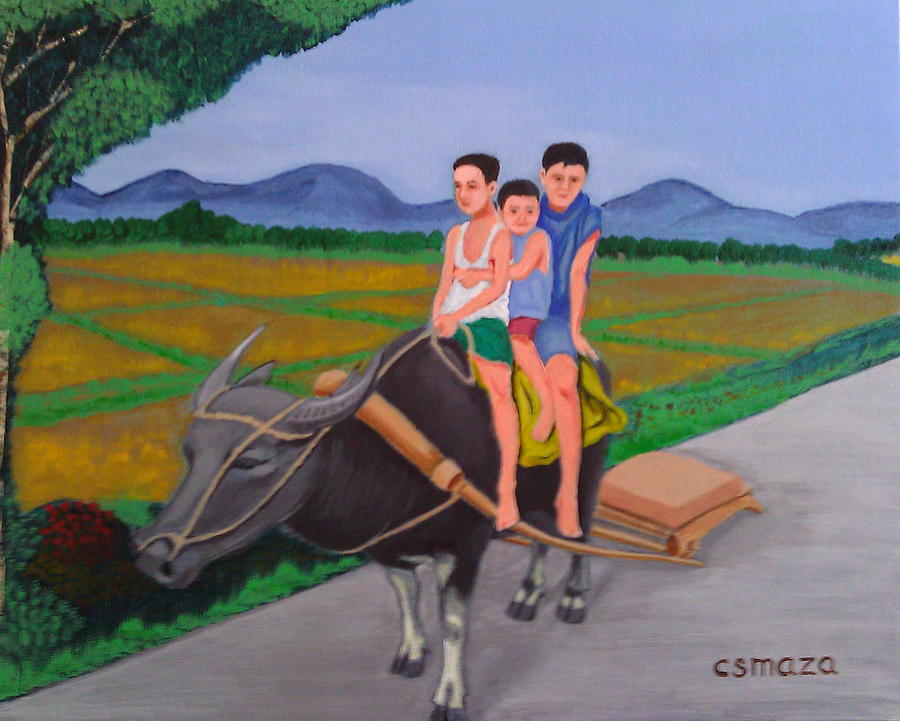 Farm Boys Painting by Cyril Maza