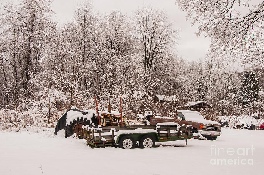 Farm Equipment in Winter Photograph by Jane Axman