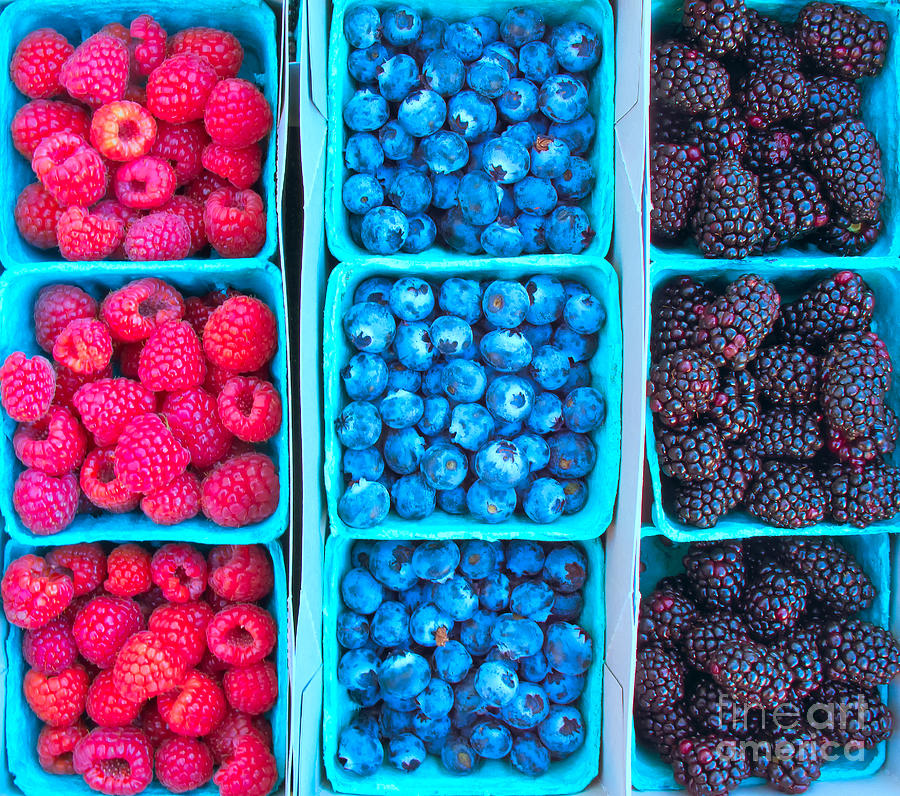 Farm Fresh Berries - Raspberries Blueberries Blackberries Photograph by Ram Vasudev