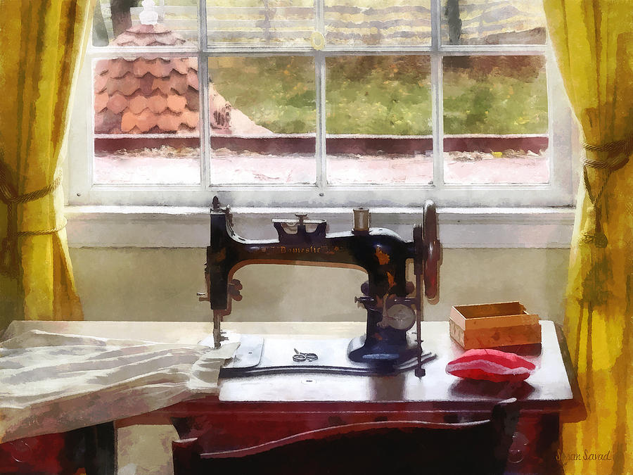 Vintage Photograph - Farm House With Sewing Machine by Susan Savad