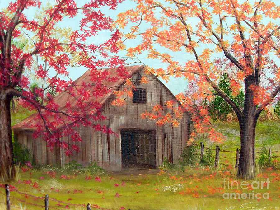 Farm in Autum Painting by Vivian Cook