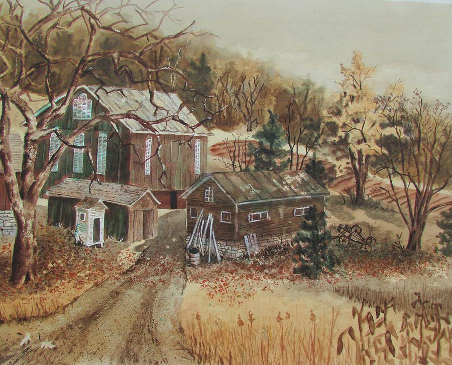 Farm Painting - Farm In Fall by Tony Caviston