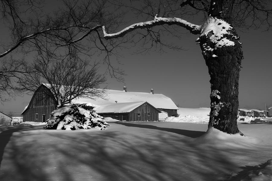 Farm Photograph - Farm in the snow by Philippe Boite