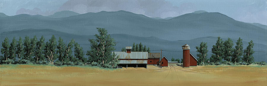 Farm Painting - Farm in the Windbreak by John Wyckoff