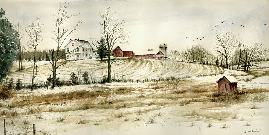 Winter Painting - Farm on Belcher Road by Tom Hedderich